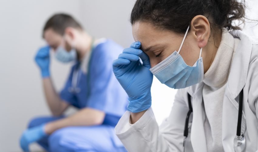 side-view-tired-health-workers