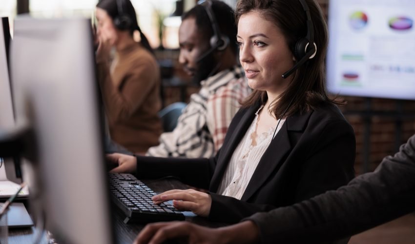 Sales assistant being employed at customer care support job