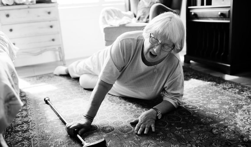 Elderly woman fell on the floor