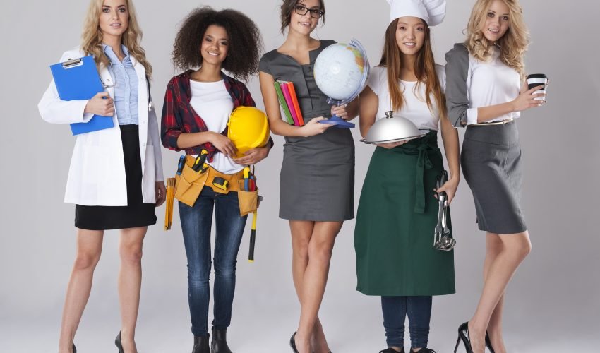 Multi ethnic group of women with various occupations
